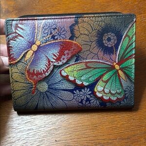 Anna By Anuschka Women's Hand-Painted Genuine Leather Two Fold Clutch Wallet
